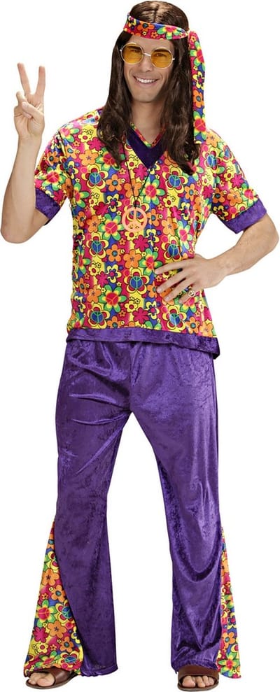 Hippie pak bloemen motief man