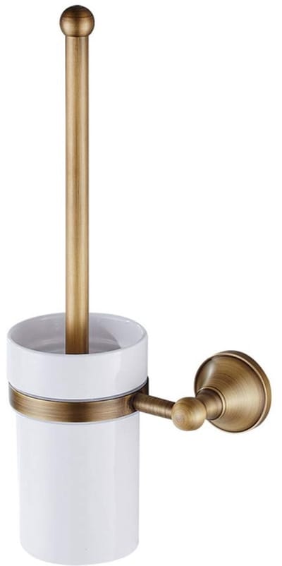 Antieke Bronzen Toiletborstel en Houder Set - Wandgemonteerde Diepe Reiniger voor Badkamer, Ideaal voor Hygiëne en Onderhoud