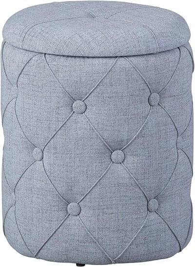 Grijze quiltstof poef 34 x 34 x 40 cm - Comfortabele zitmeubel