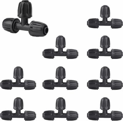 10 Stuks Drip Irrigation T-stukken, Verbindingselementen voor Drip Irrigatie, 3-Weg T Connectors voor 1/2 Inch Slangen, Tuin Irrigatie Accessoires