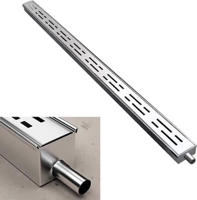 Gootdrainageset - Waterafvoergoot - Snelle waterafvoer - Roestvrij staal 304 - 3.5 x 3 cm - Zilver