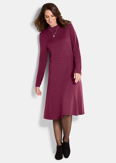Tricot jurk in elegante A-lijn - bordeaux - Gr. 20 van Goldner Fashion