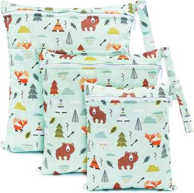 Set van 3 Waterdichte Luiertassen (Wetbags) voor Natte en Droge Kleding | Herbruikbare Waszak Organizer