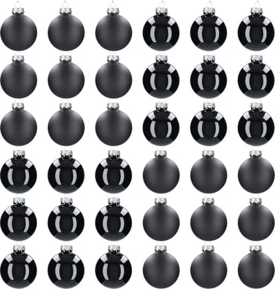 Glazen kerstballen - Set van 36 stuks/60mm - Luxe kerst decoratie - Sfeervolle kerstversiering voor in de kerstboom - Glas - Black Combi - Zwart