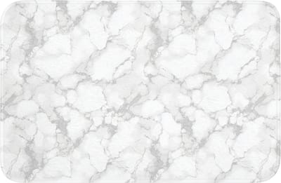 Badmat 60x40 cm - Antislip - Wit - Marmer - Grijs - Badmatten voor badkamer - Badkamermat - Douchemat - Badkamer mat
