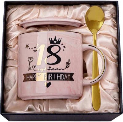 14 oz Koffiemok met Gouden Print voor 18e Verjaardag - Grappig Cadeau voor Meisjes