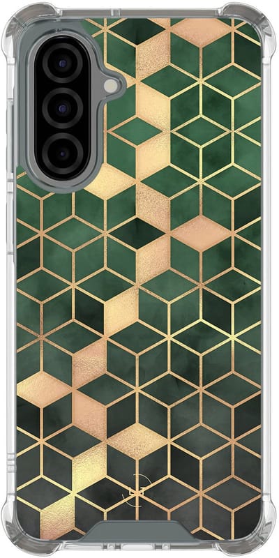 Shockproof hoesje - Geschikt voor Samsung Galaxy A56 - Kubus groen - Extra sterke case - TPU/polycarbonaat - Print / Illustratie - Groen, Transparant