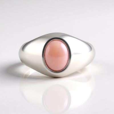 Cavill - Zilveren ring met Roze Opaal 0,945 ct - 925 Sterling Zilver rhodium gerhodineerd - Ovaal Cabochon - Modern elegant dames sieraad