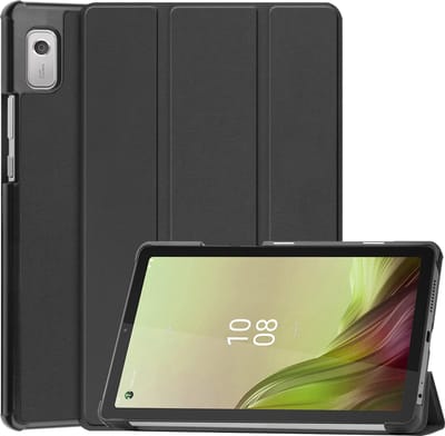 Hoes - Geschikt voor Lenovo Tab M9 - Dun & Stevig - Trifold Bookcase - Hard Cover - Hardcover Book Case - Tablet Hoesje - Zwart