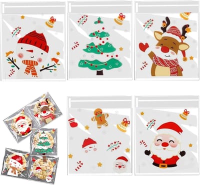 Ronte - Kerstsnoepzakken (200 stuks) voor feestartikelen, traktaties en kerstfeestbenodigdheden