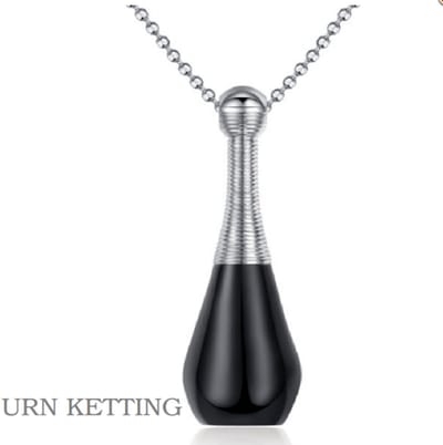 Gedenk-urn ketting zwart stainless steel - Charme Bijoux