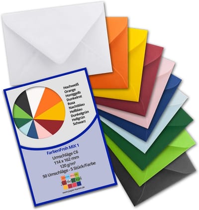 50x C6 Enveloppen Kleurenmix 114x162mm - Voor Wenskaarten en Uitnodigingen