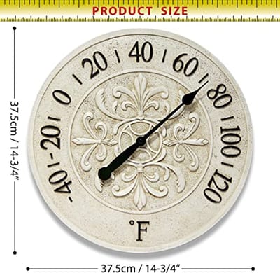 Decoratieve buitenthermometer 38 cm voor buitengebruik, garage, terras en tuin