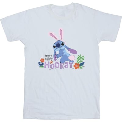 Disney Meisjes Lilo & Stitch Hippity Hop Stitch Katoenen T-shirt (Wit)