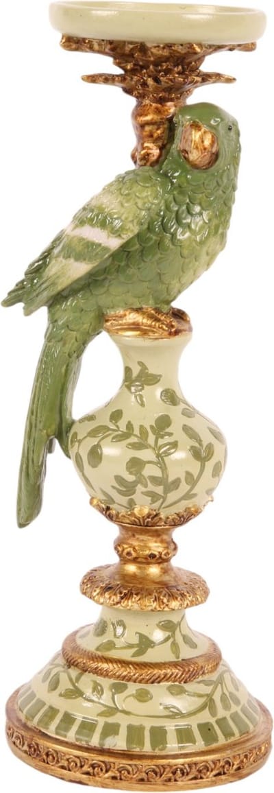 Baroque - Kandelaar - Kandelaar Papegaai 32 cm - Groen - Resin - 32x12x12 - Polyresin