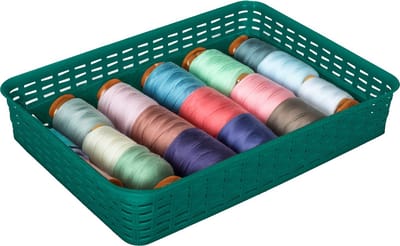 Hega Hogar Opbergmandje/ladeverdeler - donkergroen - 4.5 liter - kunststof - 26 x 35 x 6 cm - kastmandjes - manden