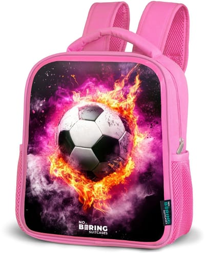 NoBoringSuitcases.com® - Rugzak roze - Schooltas meisjes - Voetbal in roze vuur explosie - Kinder rugtas meisje - Boekentas kind - Kinderrugzak voor school - Schoolrugzak