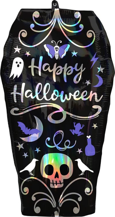 AMSCAN - Regenboogkleurige aluminium ballon doodskist Halloween 38 x 68 cm