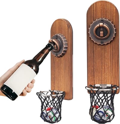 Retro Houten Flesopener met Magneten voor Muur en Koelkast - Perfecte Bar Accessoires en Cadeau-ideeën voor Bierliefhebbers en Mannen