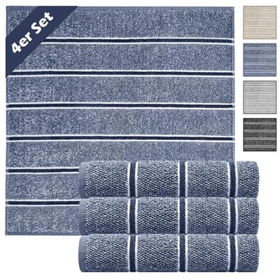 Set van 4 keukendoeken - Badstof theedoeken in trendy kleuren