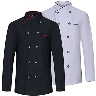 Koksjas voor dames - Verpakking van 2 stuks - Keukenuniform met lange mouwen