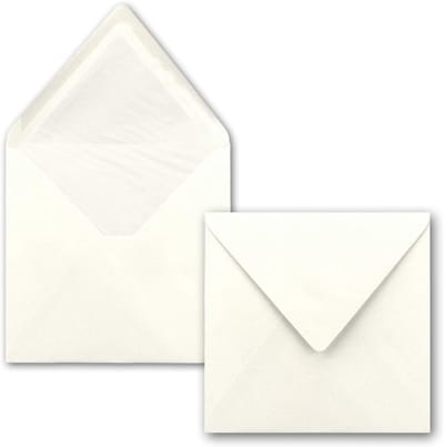 Vierkante enveloppen - Uitnodiging enveloppen - Kaarten versturen - Met witte voering - 16 x 16 cm - Natuurlijk wit