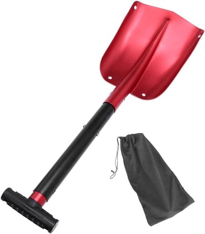 Lichtgewicht Sneeuwschep - Inklapbare Spade - Auto Noodsituaties - Afneembaar Aluminium - 70 x 21 cm - Rood
