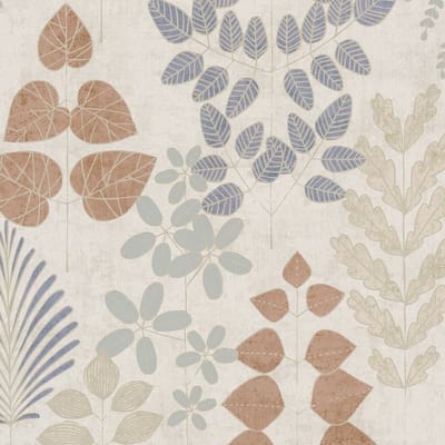 Landelijk behang Profhome 791493-GU vliesbehang hardvinyl warmdruk in reliëf licht gestructureerd met bloemmotief mat crème blauw beige bruin 5,33 m2