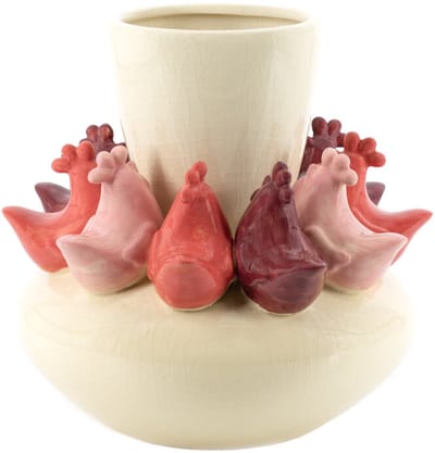 Aardewerk vaas chickens