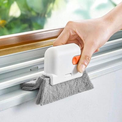 Reinigingsborstel voor raamkozijnen - klein borsteltje voor het schoonmaken van groeven - Set van 4 stuks Magic Window-raamreinigingsborstels en dakgootreinigingsborstels - 2-in-1 dakgootreinigingsgereedschap - Handzaam reinigingsgereedschap