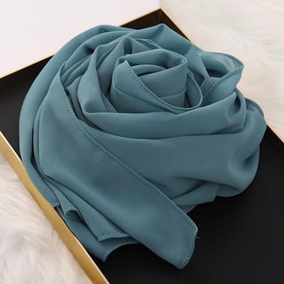 Écharpe Hijab Musulman avec Fermeture Éclair Chiffon Bulle Uni Prête à Porter Voile Hijab Enveloppe Châles Unis Foulard Turban Ramadan gray