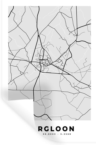 Muurstickers - Sticker Folie - Stadskaart – Plattegrond – België – Zwart Wit – Borgloon – Kaart - 20x30 cm - Plakfolie - Muurstickers Kinderkamer - Zelfklevend Behang - Zelfklevend behangpapier - Stickerfolie