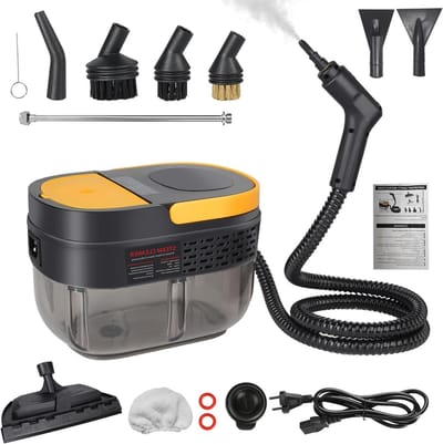 Stoomreiniger Handapparaat - Hogedruk Stomer - Grondige Reiniging - Digitaal Display - 1600 ml Reservoir - Geel