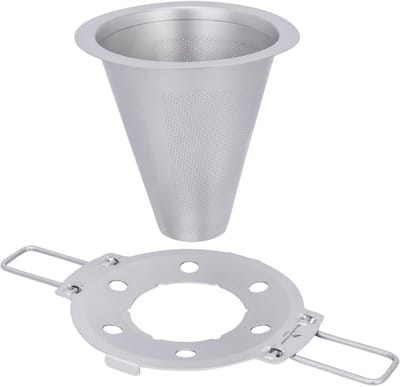 Dailygoods - iBasingo TA1 Titanium giet over koffiefilter - 0,1 mm ultrafijn gaas, opvouwbare houder, papierloos herbruikbaar voor UK camping/kantoor/thuis, past op 4-12,5 cm mokken | Ti6004P