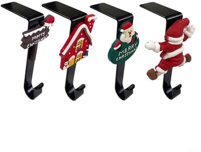 Ynkkvre - 4PCS Haak - Ophanghaken - Kerstsok haak - Sokkenhaak - Kapstokhaak - Kerstversiering - 4-delige Set - Met dubbelzijdig tape