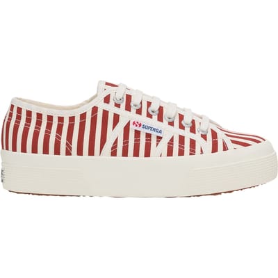 Superga Dames/Dames 2740 Print Stripes Trainers (Gebroken wit/rood)