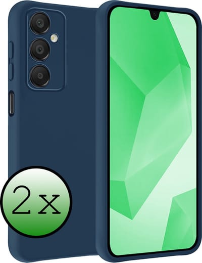 Hoesje 2 Stuks - Geschikt voor Samsung Galaxy A16 - Sterk & Shockproof - Case Siliconen - Back Cover - Telefoon Hoes - Donkerblauw