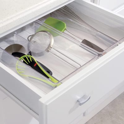 Besteklade voor grote kunststof lade - 2 vakken - praktische ladeorganizer voor keukenaccessoires en bestek