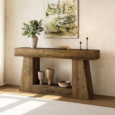 Tribesigns Consoletafel - Sidetable met Opbergruimte - Console - Haltafel - MDF - Bruin - Industrieel - 160 x 30 x 82 cm - Console Tafel voor Hal, Woonkamer, Entree