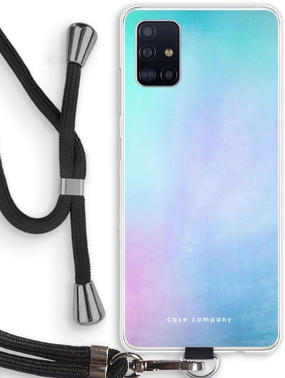 Hoesje met koord geschikt voor Samsung Galaxy A51 4G hoesje met Koord - Mist pastel - Telefoonhoesje met Zwart Koord - Bescherming aan alle Kanten en Over de Schermrand