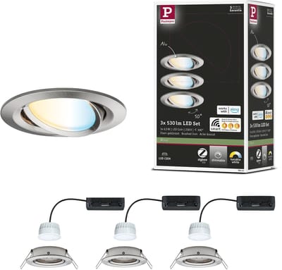 LED-inbouwlamp Nova Coin rond 84 mm 50° Tunable White 3x6W 3x530lm 230V Staal geborsteld Aluminium