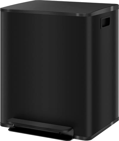 Pedaalemmer met 2x25L compartimenten - Soft-Close deksel - Zwart