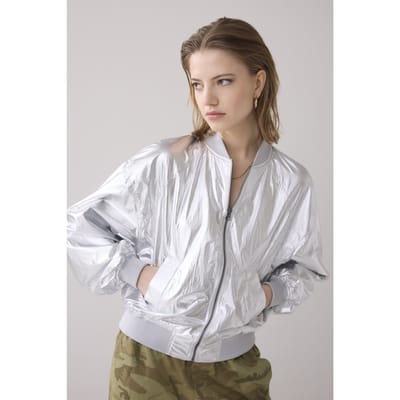 Summum Woman Bomber Metallic Silver Maat: L | Bomberjacks Outlet | Dames | Zilver