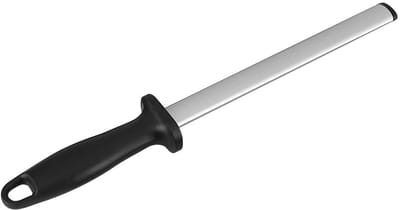 Cosensi- Keukenmes 20 cm - Kunstdiamant Slijper - Ergonomisch Handvat - Lichtgewicht - Zwart/Zilver - Veilig en Efficiënt Slijpeffect