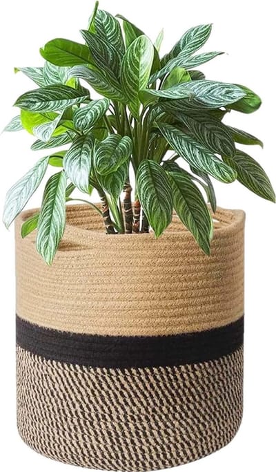 Woven Flower Pot voor Binnen, Katoenen Touw Plantenpot, Decoratieve Mand voor Speelgoed en Kleding, Diameter 20 cm, Ideaal voor Huishoudelijke Decoratie en Organisatie
