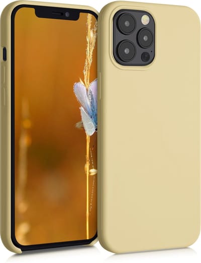 kwmobile telefoonhoesje geschikt voor Apple iPhone 12 Pro Max - Hoesje met siliconen coating - Smartphone case in lichtgeel