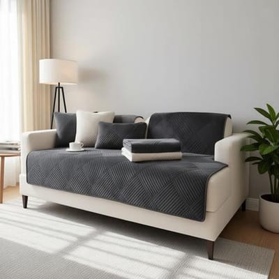 Antislip bankhoes stretch, universele bankbeschermer voor 1/2/3/4-zitsbank en L-vorm, donkergrijs 70x70 cm