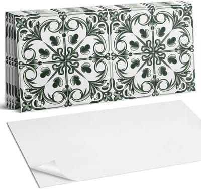Coloray Plaktegels - Plantenpatroon in de tegel Wandtegel Zelfklevend - 60 cm x 30 cm - Groente Plaktegels - 6 stuks - Rechthoek PVC Tegels - Plaktegels Keuken - Zelfklevende Vloertegels Badkamer - Vinyl Tegels Zelfklevend - Zelfklevende Wandtegels