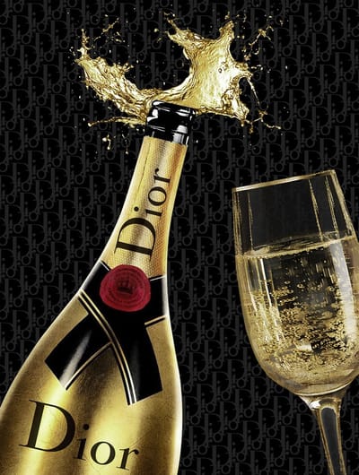60 x 80 cm - Glasschilderij - Champagne - foto print op glas