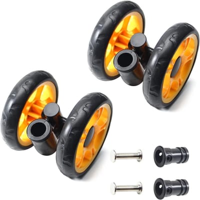 Kinderwagen Wielen - Reservewielen Set - Soepel Rijden - Multi-Directioneel Ontwerp - 12 cm Diameter - Zwart Geel